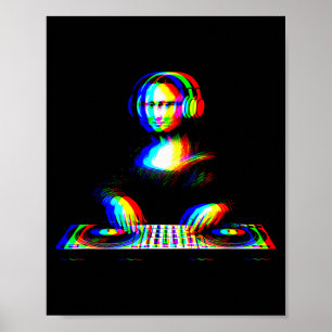 Poster Mona Lisa Drôle Dj Varwave Techno Rave Edm Musique