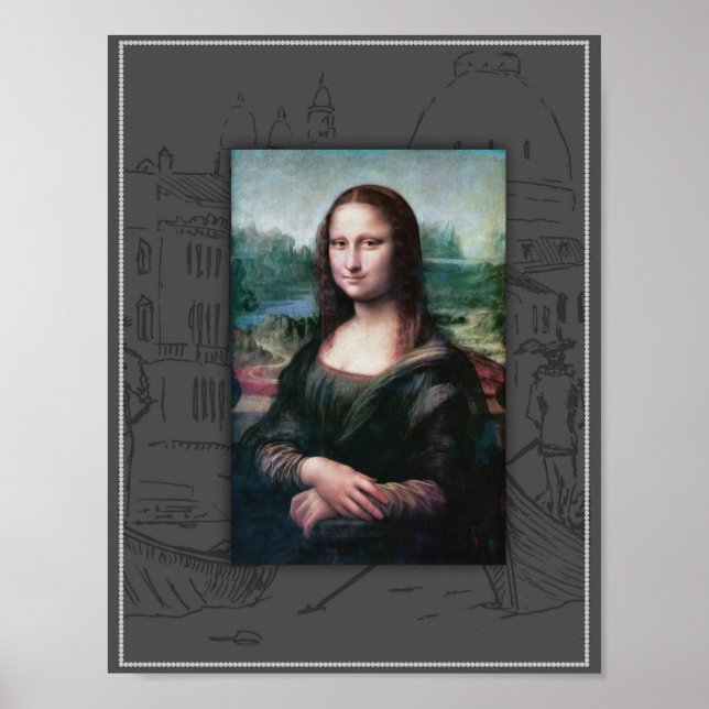 Poster Mona Lisa, La Gioconda. Leonardo da Vinci (Devant)