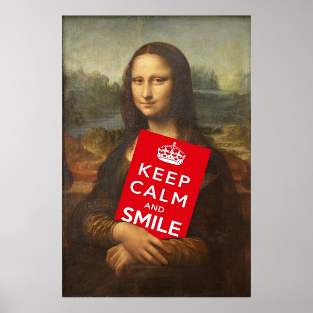 Poster Mona Lisa Mots Sages : Gardez Le Calme Et Souriez (Devant)
