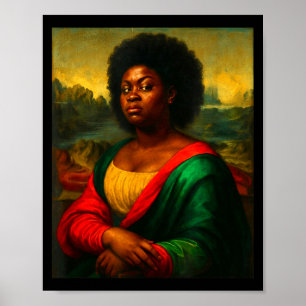 Poster Mona Lisa noire regard en coin femme afro Histoire