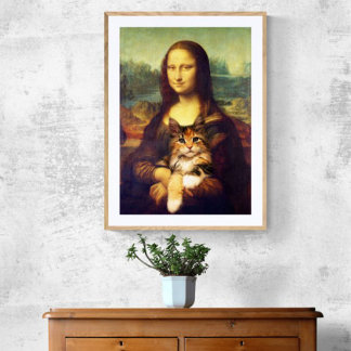 Poster Mona Lisa tenant son animal de compagnie Léonard d