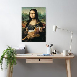 Poster Mona Lisa tenant son chat Leonardo da Vinci