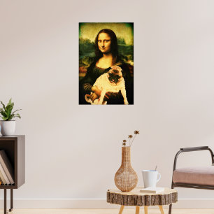 Poster Mona Lisa tenant un carlin, Carlins