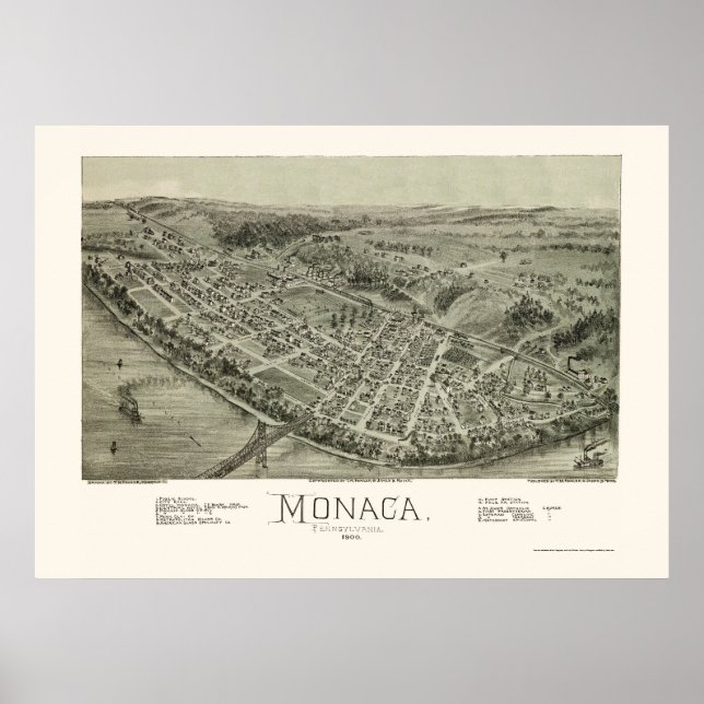 Poster Monaca, PA Carte panoramique - 1900 (Devant)