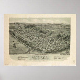 Poster Monaca Pennsylvania 1900 Antique carte panoramique
