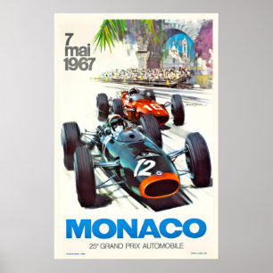 Poster Monaco 25e Grand Prix Automobile967 Vintage