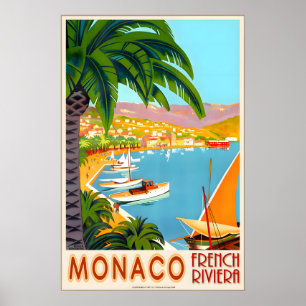 Poster Monaco French Riviera Côte d'Azur France Voyage