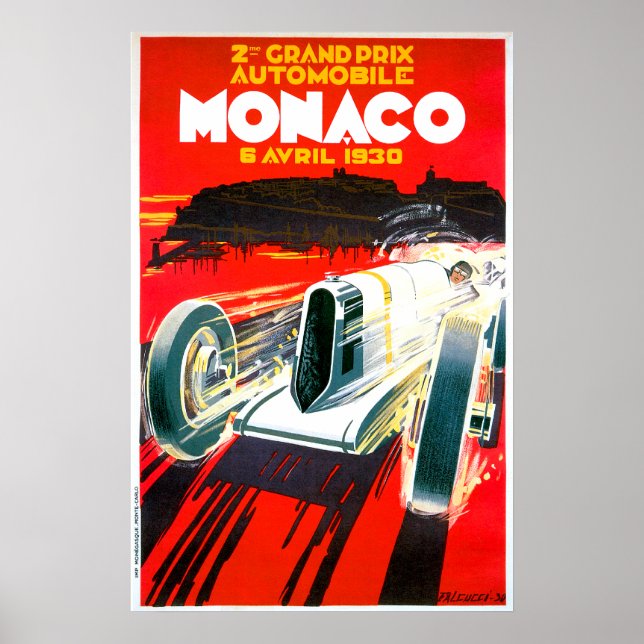Poster Monaco Grand Prix Race~ Automobile Vintage Ad (Devant)