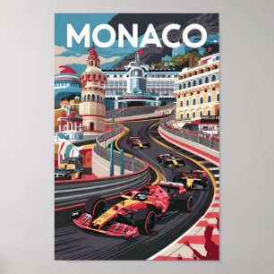 Poster Monaco Lieu de voyage célèbre