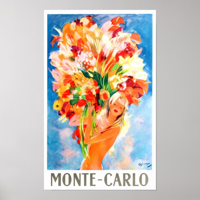 Poster Monaco Monte Carlo France voyage vintage (Devant)