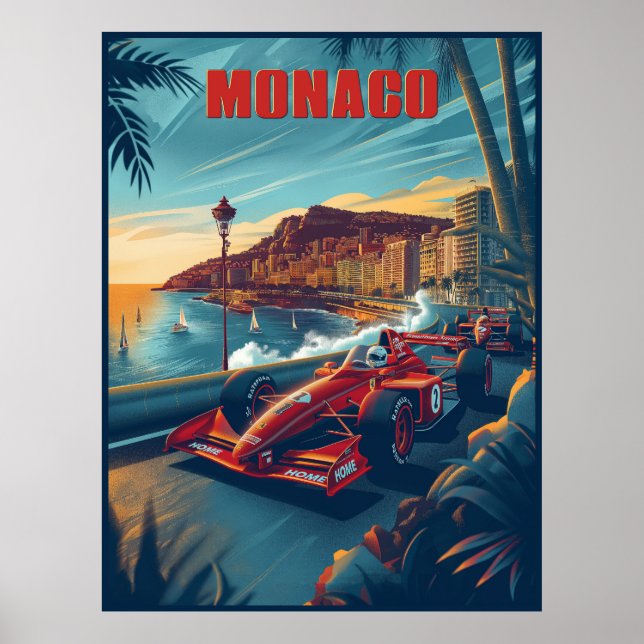 Poster Monaco Vintage Auto Race Travel (Devant)