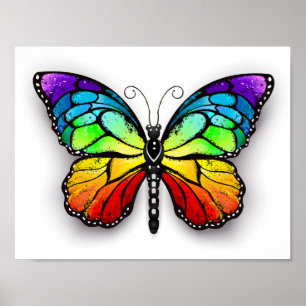 Poster Monarque papillon arc-en-ciel