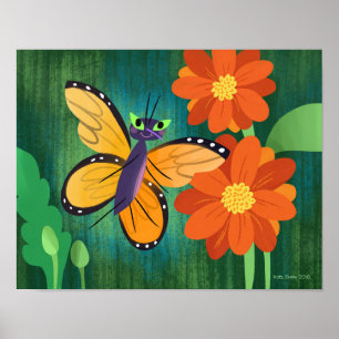 Poster Monarque papillon et marmite rouge