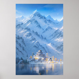 Poster Monastère gelé, Paysage hivernal