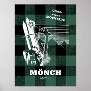 Poster Mönch 4107 m Swiss Alps Moutaineering