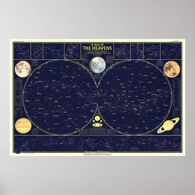 Poster " Monde : 1957 La carte des cieux 1/2 ... (Devant)