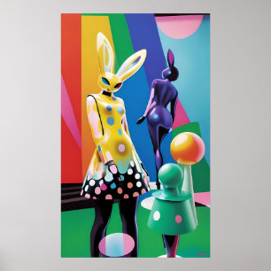 Poster Monde de lapin psychédélique