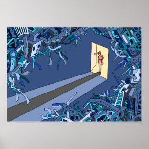 Poster Monde de mécanismes abandonnés.