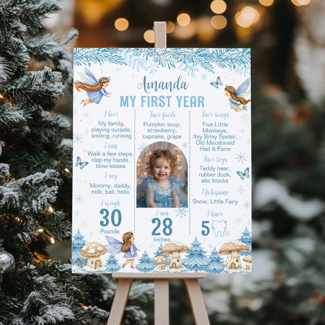 Poster Monde féerique d'hiver Première année Photo jalonn (Créateur téléchargé)