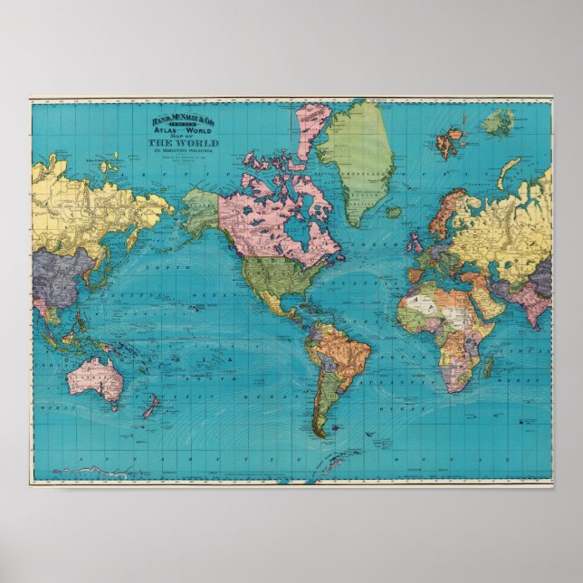 Poster Monde, la projection de Mercator (Devant)