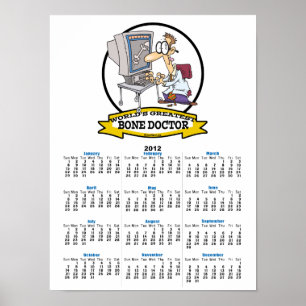 POSTER MONDE LE MEILLEUR MÉDECIN OS HOMMES CARTOON