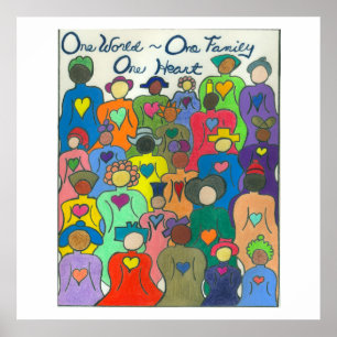 Poster Monde multiculturel de l'affiche une, une famille,