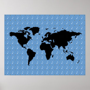 Poster monde noir avec motif musical