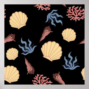 Poster Monde sous-marin sans soudure motif en vintage. an