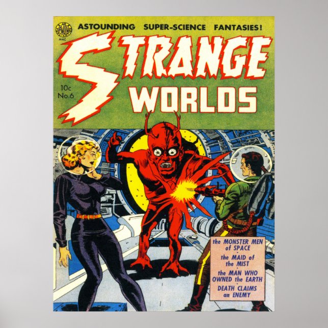 Poster MONDES ÉTRANGES Cool Dessin Vintage (Devant)