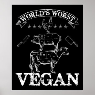 Poster Mondes les plus mauvais Vegan Viande BBQ poulet po