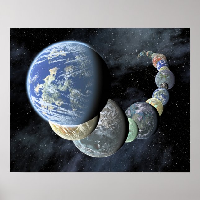 Poster Mondes rocheux, terrestres (Devant)