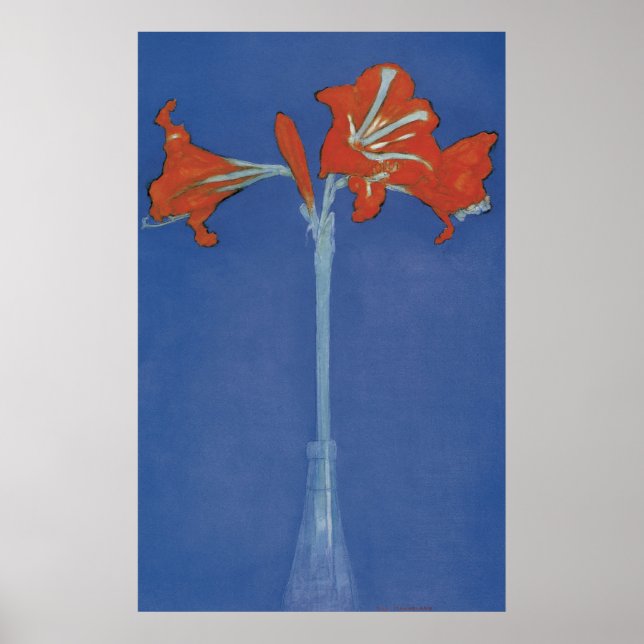 Poster Mondrian Amaryllis dans un flash (Devant)