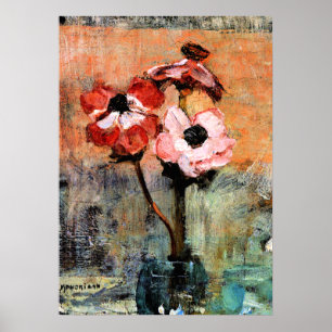 Poster Mondrian - Anémones dans un vase