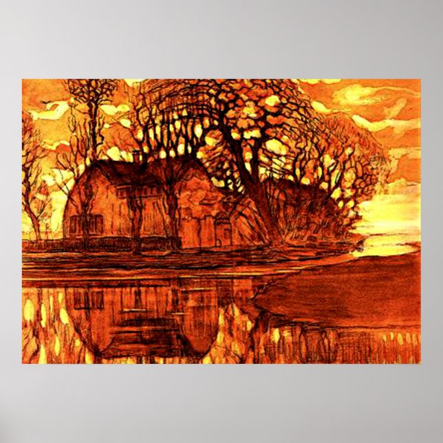 Poster Mondrian - Ferme à Duivendrecht (Devant)