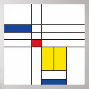 Poster Mondrian II Design d'Art Moderne Minimaliste De St
