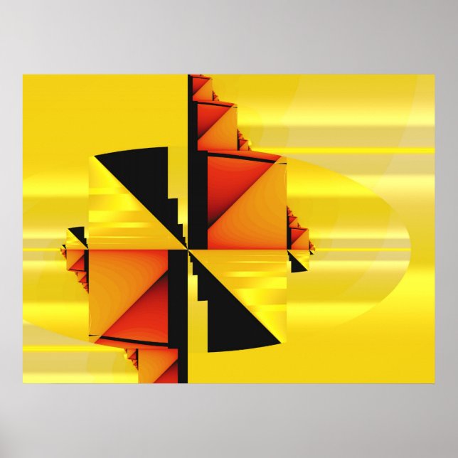 Poster Mondrian moderne art Abstrait fractal (Devant)