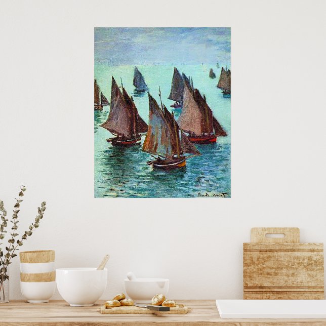 Poster Monet - Bateaux de Pêche, Mer Calme, (Cuisine)