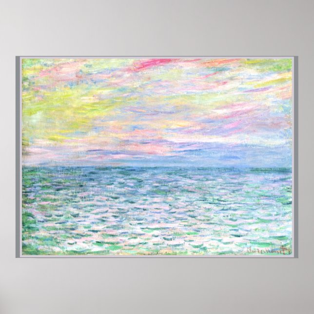 Poster Monet - Coucher de soleil à Pourville, art (Devant)