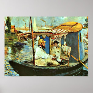 Poster Monet dans son Studio Bateau flottant par Edouard 