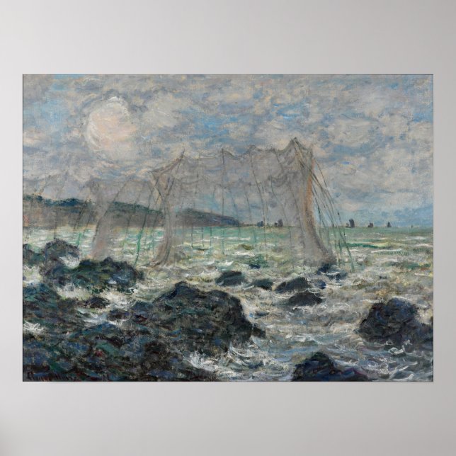 Poster Monet - Filets De Pêche À Pourville (Devant)