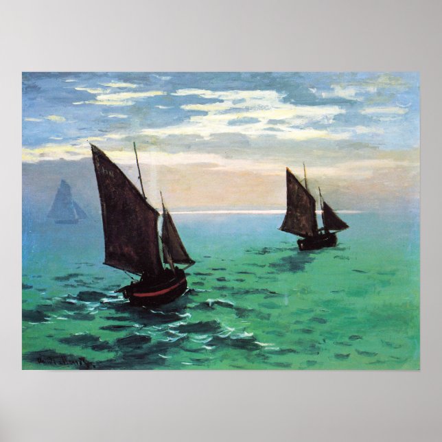 Poster Monet Fishing Boats at Sea (Devant)
