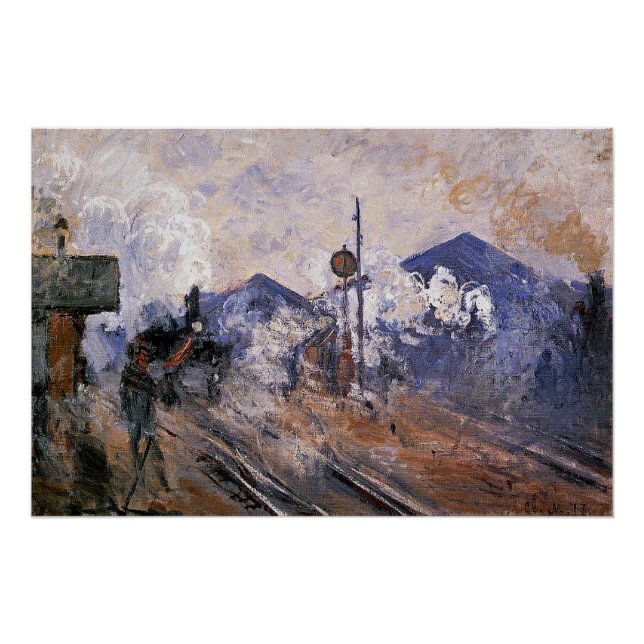 Poster Monet - Gare Saint-Lazare, Piste Sortant, (Devant)
