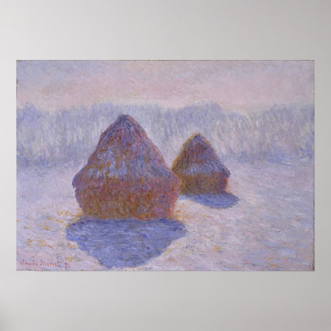 Poster Monet - Haystacks (Effet de la neige et du soleil) (Devant)