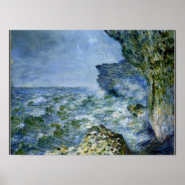 Poster Monet - La Mer à Fécamp, oeuvre d'impressionnisme (Devant)