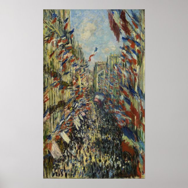 Poster Monet - La Rue Montorgueil À Paris Célébration (Devant)