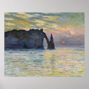 Poster Monet - Le Manneport, falaise à Etretat, coucher d