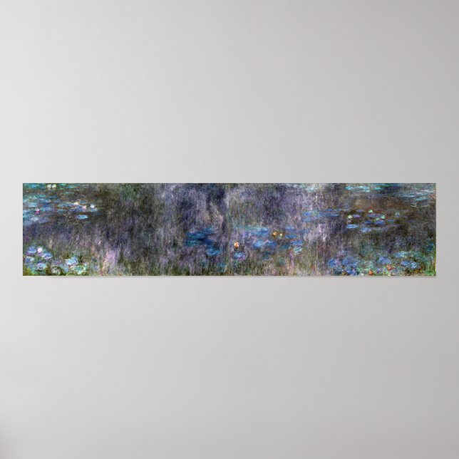Poster Monet - L'Eau Liliers Arbre Réflexions (Devant)