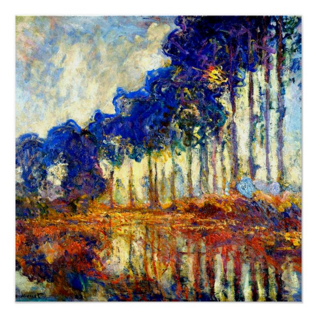 Poster Monet - Les peupliers en automne (Devant)