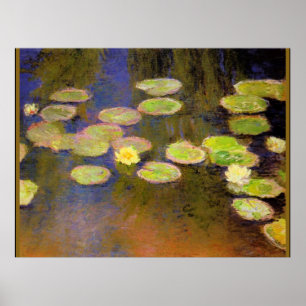 Poster Monet - Nymphes d'eau (jaune), peinture populaire