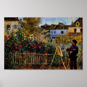 Poster Monet Painting In His Garden In Argenteuil